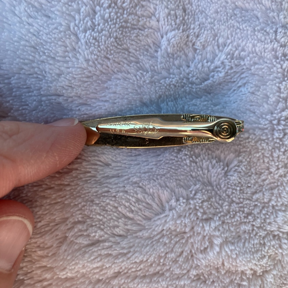 Vintage Foster Men's Black and Gold Woven Pattern Cufflink and Tie Clip Set - Picture 5 of 15